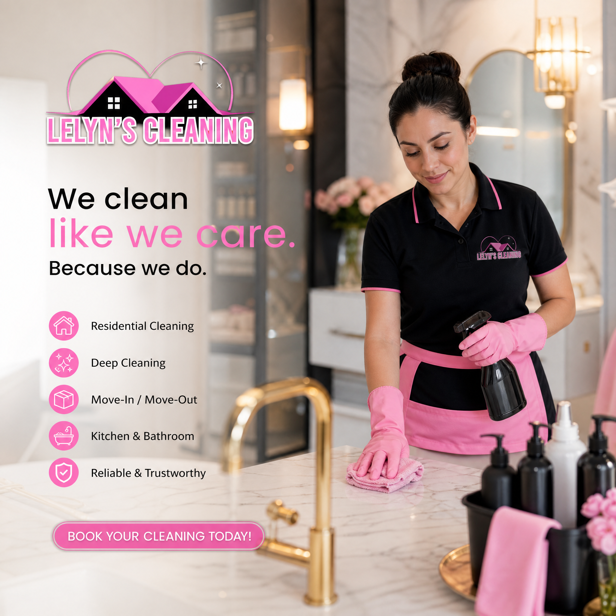 Luxury kitchen being cleaned with premium attention to detail